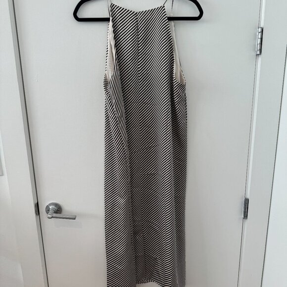NWT H&M Navy and Off-White Striped Satin Dress - Size M - Picture 5 of 6